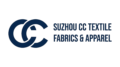 Official logo of Suzhou CC Textile Fabrics and Apparel featuring a navy blue interlocking CC emblem