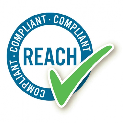 HOME REACH Compliant blue circular stamp with a green checkmark for European chemical safety standards