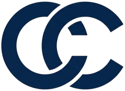 Suzhou CC Textile Fabrics & Apparel official horizontal logo with navy blue interlocking CC emblem