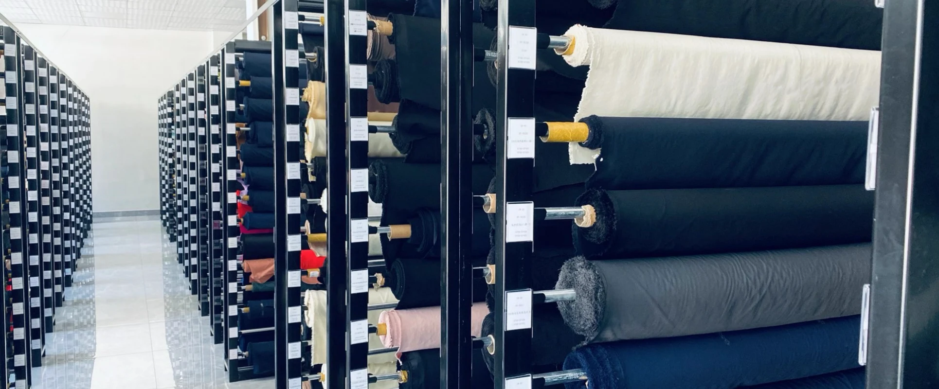 Fabric rolls organized in the CC Textile fabric library