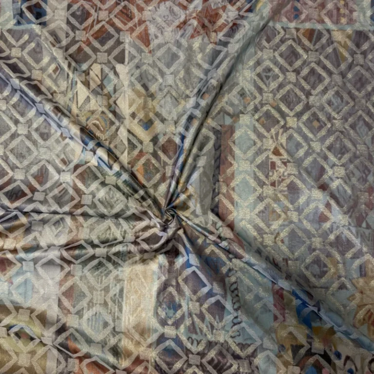 Metallic film jacquard fabric CC-J2008 with reflective flat film yarn