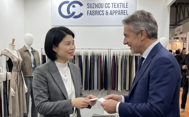 CC Textile team discussing a fabric inquiry with an apparel customer