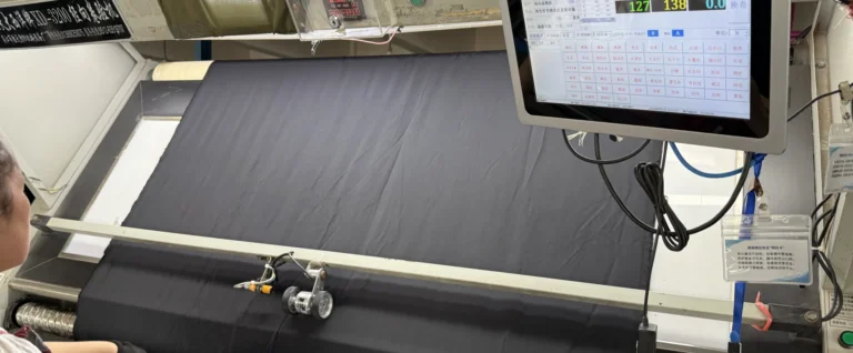 Fabric inspection equipment checking textile surface quality